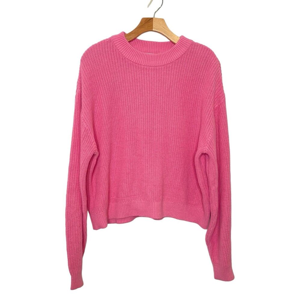 H&M Crewneck Pullover Pink Ribbed Knit Sweater Women's Size Small